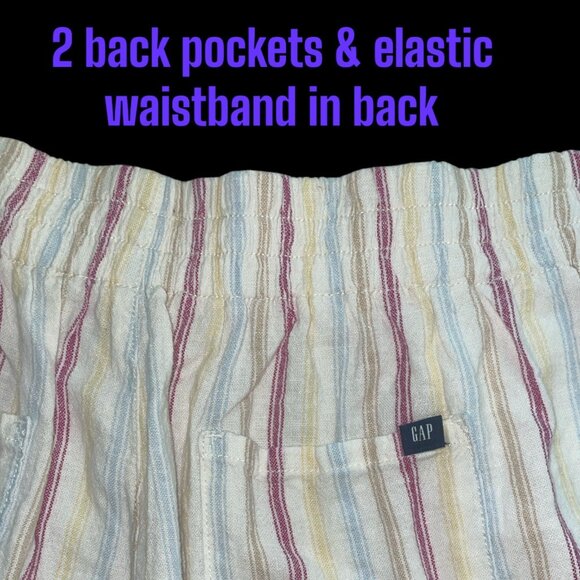 Gap Womens XXL Linen Blend Striped Shorts W/ Side & Back Pockets Elastic Waistba - Picture 6 of 10